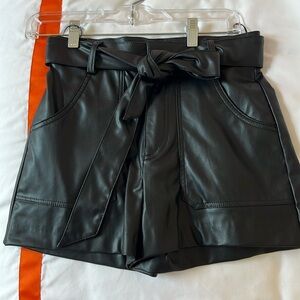 Zara black leather shorts